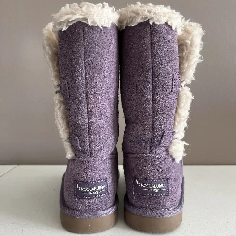 Koolaburra By UGG Kinslei Girl's Size 12 Purple Suede Shearling Boots 1096443